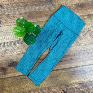 LULULEMON 4 high rise blue green leggings high rise thick heathered warm